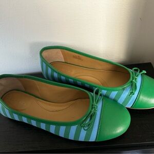 Talbots Green and Blue Striped Flats